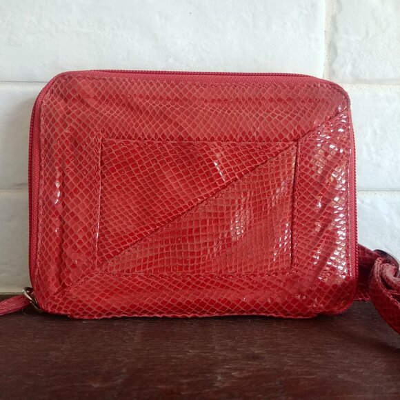 Latico genuine leather snakeskin look dark burnt orange small bag purse - Picture 8 of 16